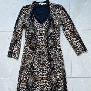 Boston Proper animal print dress with gold detail